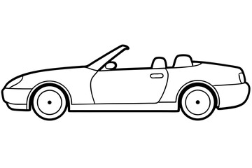 convertible car line art silhouette vector illustration