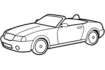 convertible car line art silhouette vector illustration