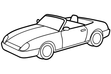 convertible car line art silhouette vector illustration