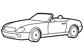 convertible car line art silhouette vector illustration