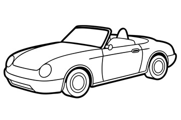 convertible car line art silhouette vector illustration
