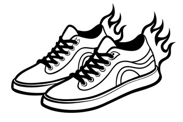 shoes line art silhouette vector illustration