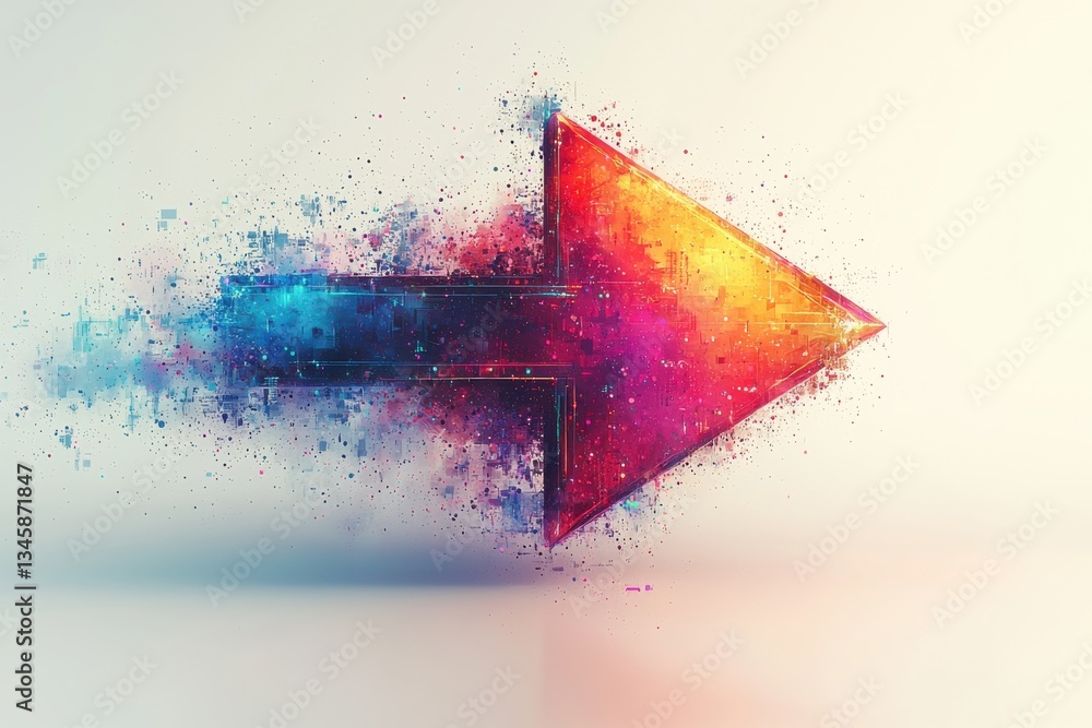 Poster Digital arrow design with vibrant colors representing movement and progress