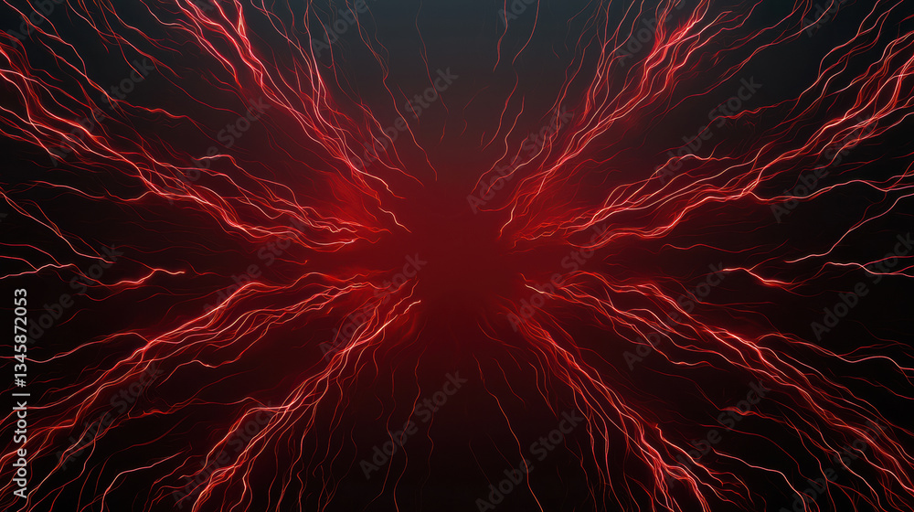 Poster abstract background of high energy red plasma waves create dynamic, symmetrical pattern