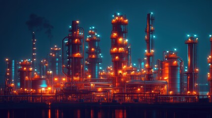 Fototapeta premium An oil refinery with pipelines and tanks, energy production, oil and gas industry