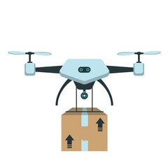 Drone Delivering Package Illustration