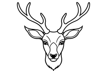 deer head line art silhouette vector illustration