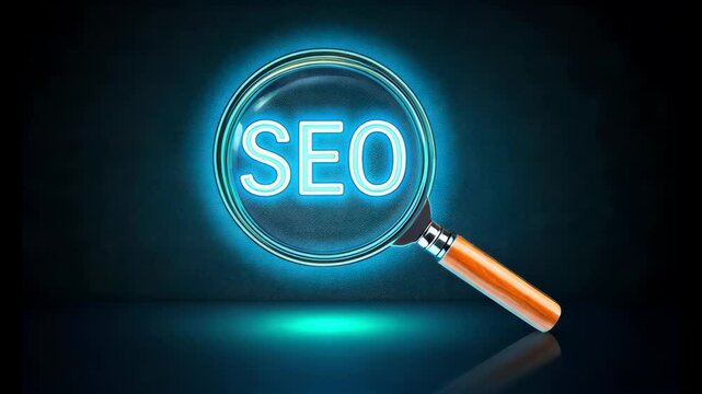 Explore SEO opportunities with a magnifying glass spotlighting essential details	