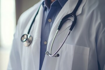 Doctor: In a white lab coat, stethoscope around neck