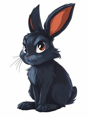 A grumpy, angry, irritated black rabbit