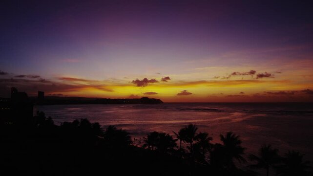 sea, cove, dusk, beach, horizon, silhouette, sunset, color