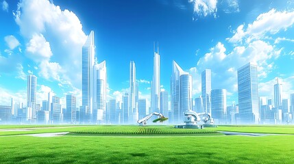 Robotic Farming for Futuristic Cityscape.