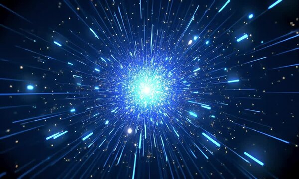 Bright Blue Energy Burst Cosmic Rays, Star Light, Nebula Explosion