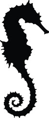 Seahorse Silhouette - Black and White Vector Illustration of Marine Life, Ocean Wildlife, Nautical Design, Coastal Art