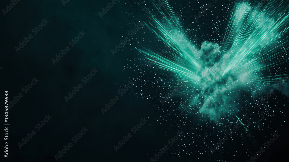 Poster Abstract background of High tech energy core emitting symmetrical cyan light with dynamic effects