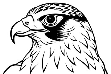 falcon head line art silhouette vector illustration