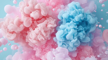Obraz premium Pastel pink, blue ink swirls, abstract background, dreamy design, website decor