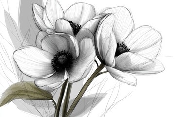 Discover stunning minimalist floral art with delicate line drawing details, showcasing isolated elements perfect for modern design Explore elegant botanical illustrations featuring clean lines and