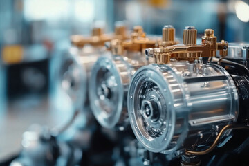 Fototapeta premium Automobile car gearbox with toothed wheels.