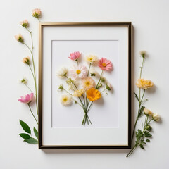 wooden frame with flowers