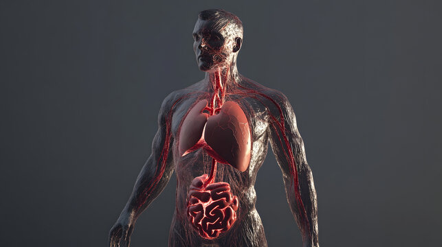3D rendered image of human visceral blood vessels