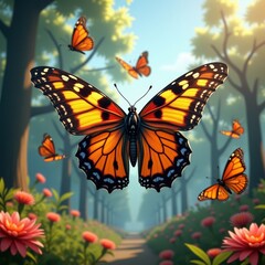 Fototapeta premium A butterfly's vibrant wings, a dance of life, a symphony of color