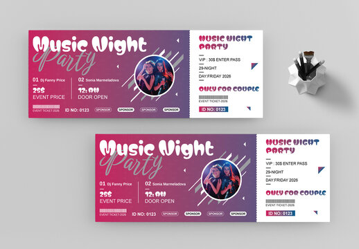 Music Night Ticket Design Template