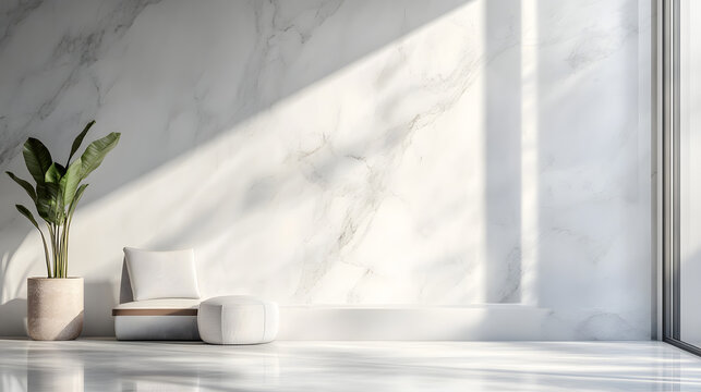 Indoor scene picture of minimalist marble wall