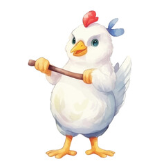 watercolors Cute chicken dabbing pose illustration