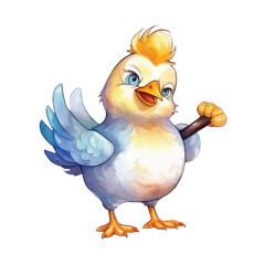 watercolors Cute chicken dabbing pose illustration