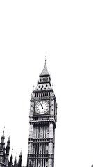 Fototapeta premium London's Big Ben, clock tower, black and white, time concept, against clear sky