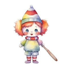 watercolors Cute clown illustration