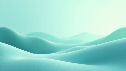 Naklejka premium Abstract Aquamarine Undulating Landscape, Soft Textured Hills, Serenity and Tranquility in a Pastel Color Palette