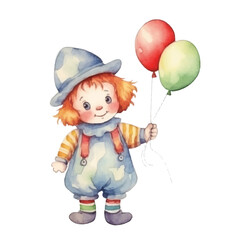 watercolors Cute clown illustration