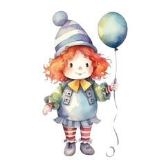 watercolors Cute clown illustration