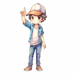 watercolors Cute cool boy dabbing pose illustration