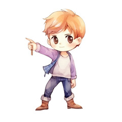 watercolors Cute cool boy dabbing pose illustration