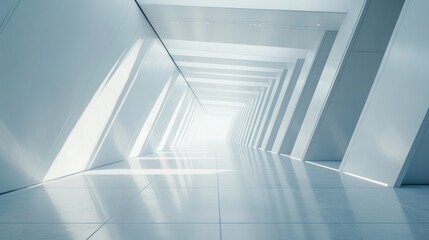 Obraz premium Modern, empty hallway, light, architecture, perspective, futuristic, interior, bright