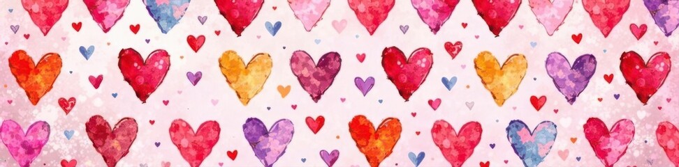 Colorful hand-drawn heart pattern Perfect for Valentine's Day projects , cartoon, repeat, celebration