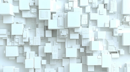 Abstract Geometric Composition Of White Cubes