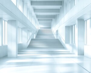 Obraz premium Modern Staircase for White Building Interior.