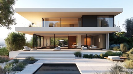 Villa design with modern geometric shapes high resolution hd photo