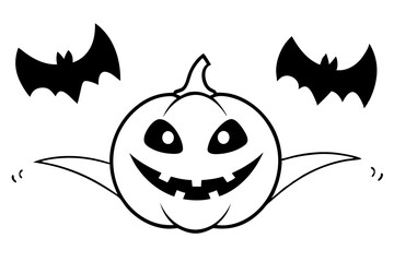 halloween line art silhouette vector illustration
