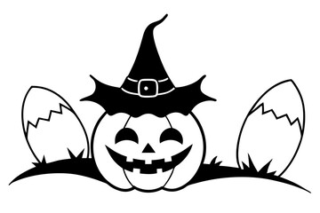 halloween line art silhouette vector illustration
