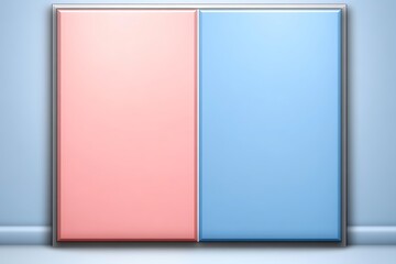 Pink Blue Divided Panel Wall Mockup.