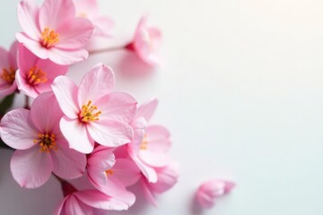 Loose cluster of pastel blossoms, ethereal white space, whimsical, petals, delicate