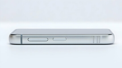 Silver Smartphone Side View On White Background