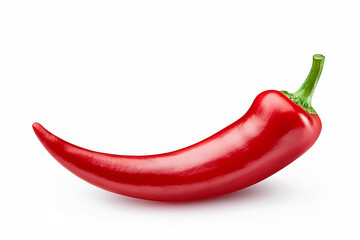 Red hot pepper pod isolated on white background.