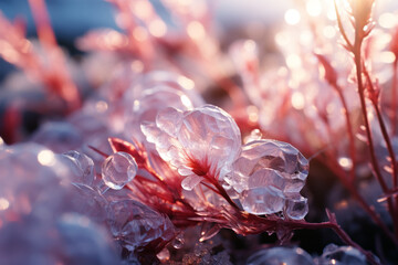vibrant photograph encapsulates breathtaking juxtaposition of seasons, intricacies of ice crystals, and serene metamorphosis of natural world