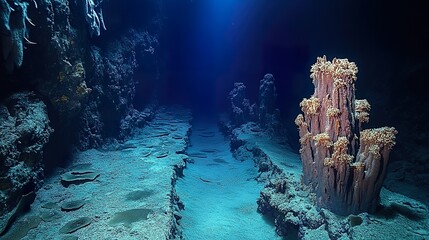 Fototapeta premium An underwater hydrothermal vent complex showcasing stunning geological formations